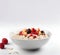 Traditional breakfast - oatmeal porridge with fruits. AI generated