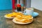 Traditional breakfast set and coffee, boiled eggs and toast, popular in Singapore