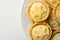 Traditional British Christmas Pastry Home Baked Mince Pies with Apple Raisins Nuts Filling on Vintage Plate White Kitchen Table