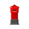 Traditional British pillar box. Bright red mailbox. Large metal container for letters. Flat vector design