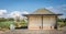 A traditional British seafront shelter