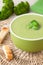 Traditional broccoli green cream soup recipe with