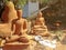 Traditional bronze Buddha statue production