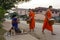 Traditional buddhist alms giving ceremony in the morning.