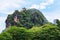 Traditional building in oriental style on the observation platform of the western mountain of Yangshuo Park