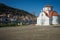 Traditional byzantine chapel in greek city of Githio