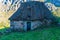 Traditional cabin with a broom roof , teito, in the town of Valle de Lago in Somiedo, Asturias.