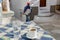 Traditional cafe on a small square in the village of Olympia in Greece