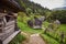 Traditional Carpathian wooden house and household in ethnographic museum Old Village,Kolochava, Transcarpathia