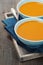 Traditional Carrot soup on a table