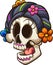 Traditional cartoon Mexican catrina skull