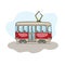 Traditional cartoon tram. Vector illustration.