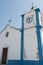 Traditional catholic church in Alentejo, Portugal. White and blue