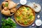 Traditional caucasian food and ingredients on table