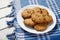 Traditional cereal oatmeal cookies with raisins and chocolate healthy sweet