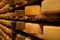 Traditional cheese aging cave storage. Gruyere, Switzerland