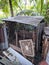 The traditional chicken coop in the countryside is made of wood and looks like a small house