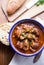 Traditional chili in a bowl