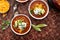 Traditional chili soup with meat and red beans