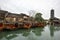 Traditional chinese boats in canal of Wuzhen