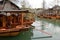 Traditional chinese boats in canal of Wuzhen