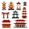 Traditional Chinese Buildings Set, Pagoda, Ancient Temple, Gate, Cultural Oriental Architecture Objects Vector