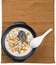 Traditional chinese century egg & pork porridge rice gruel serve