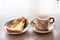 Traditional Chinese coffee and toast bread, popular breakfast in Malaysia