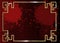 Traditional Chinese decorative golden frame. Gold ornamental element for holiday design. Isolated on dark red splatter grunge