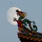 Traditional chinese dragon on a background of the full moon