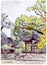 Traditional chinese garden with pagoda pavilions - hand drawing