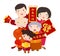 A traditional chinese new year celebration,Happy big family