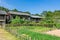 Traditional Chinese old buildings and vegetable gardens at Hakka Village