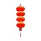 Traditional Chinese paper lantern with fringe. Hanging religious street light for China. Asian festival decorative multi