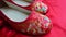 Traditional Chinese red bridal shoes