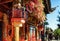 Traditional Chinese street lanterns and roof, Lijiang, China