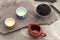 Traditional chinese tea ceremony accessories (cups, puer tea and