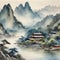 a traditional Chinese tranquil landscape. AI-Generated.