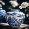 Traditional Chinese vase in blue and white - ai generated image