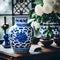 Traditional Chinese vase in blue and white - ai generated image