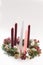 Traditional christian religious advent wreath with 5 candles, no one burning