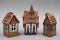 traditional christmas ceramic houses on a gray background