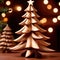 Traditional christmas decoration hand carved wooden christmas tree, holiday ornament