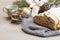 Traditional Christmas dresden cake stollen. Christmas New Year d