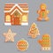Traditional Christmas gingerbread treats illustration set