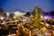 Traditional Christmas Market in Vienna Austria. Aerial view