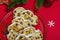 Traditional Christmas stollen, German cake. European pastry, fragrant home baked bread with spices