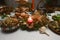 Traditional Christmas table in Ukraine, twelve meatless dishes: kutya, fried fish, mushroom picking, herring, pickled mushrooms, d