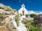 Traditional church on Ios island in Greece in Cyclades archipelago