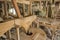 Traditional circular wooden flour mill equipment
